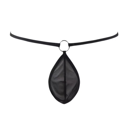 Bouquet Boutique Fantezi Siyah Transparan Halkalı Tül Erkek String Seksi Erkek İç Çamaşırı