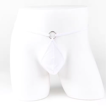 Bouquet Boutique Fantezi Beyaz Transparan Halkalı Tül Erkek String Seksi Erkek İç Çamaşırı