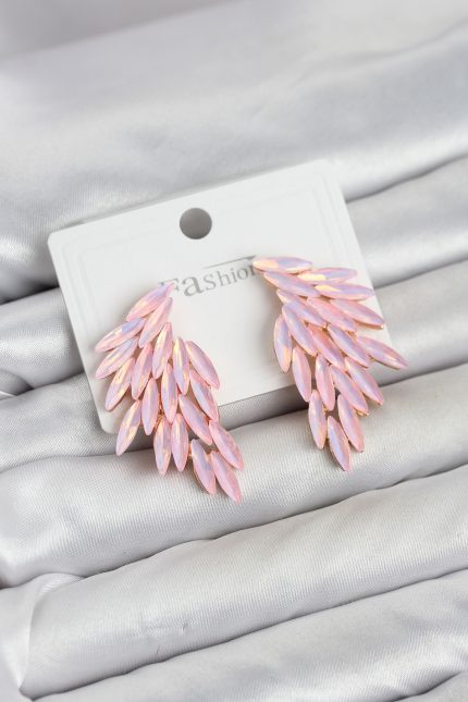 Bouquet Boutique Pembe Renk Kristal Taşlı Kanat Küpe BQT35BKP11911