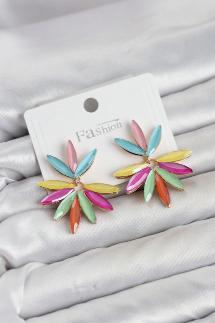 Bouquet Boutique Karışık Renk Kristal Taşlı Lotus Model Kadın Küpe BQT35BKP11928