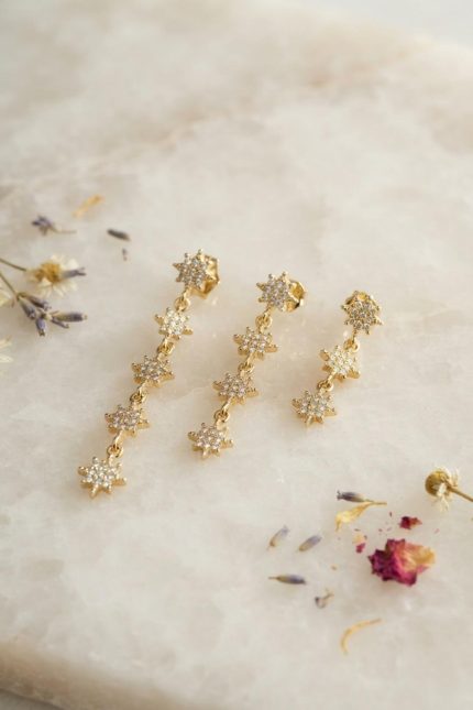 Bouquet Bouqtique 3 lü Set Küpe Gold Renk Kutup Yıldızı Detaylı BQT35BKP11948