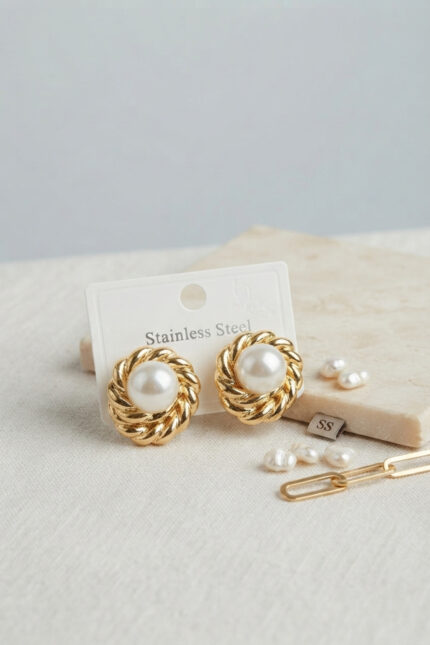 Bouquet Boutique 316L Çelik Gold Renk İncili Model Kadın Küpe BQT35BKP12031
