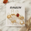 Bouquet Bouqtique Gold Renk Pirinç Taş Detaylı Bohem Yüzük Kombini BYK4280 BQT35BYK4280