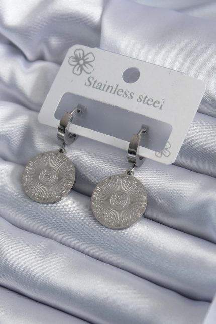 Bouquet Boutique 316L Çelik Gümüş Renk İşleme Detay Kadın Küpe