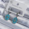 Bouquet Boutique 316L Çelik Gümüş Renk Oval Mavi Taşlı Yılan Figür Kadın Küpe