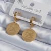 Bouquet Boutique 316L Çelik Gold Renk Pentagram İşleme Model Kadın Küpe