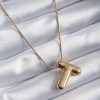 Bouquet Boutique 316L Çelik Gold Renk Bubble "T" Harf Model Kadın Kolye