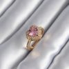 Bouquet Boutique Pirinç Gold Renk Pembe Zirkon Taşlı Charm Kalp Model Kadın Yüzük