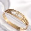 Bouquet Boutique 316L Çelik Gold Renk Zirkon Taşlı Kadın Kelepçe Bilezik