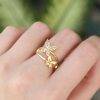 Bouquet Boutique Pirinç Gold Renk Ayarlanabilir Zirkon Taşlı Kelebek Yüzük