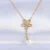 Bouquet Boutique 316L Çelik Zincir Gold Renk İnci Detay Çiçek Kolye