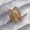 Bouquet Boutique Pirinç Gold Renk Zirkon Taşlı Oval Model Küpe