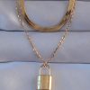 Bouquet Boutique 316L Çelik Gold Renk Çift Zincir Kilit Model Kolye