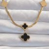 Bouquet Boutique 316L Çelik Gold Renk İtalyan Zincirli Mineli Yonca Kolye