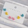 Bouquet Boutique Pirinç Rengarenk Mineli Minimal Fiyonk Küpe Seti