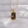 Bouquet Boutique 316L Çelik Gold Renk Siyah Mineli Yıldız Figür Tarot Kolye