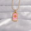 Bouquet Boutique 316L Çelik Gold Renk Pembe Mineli Güneş Model Tarot Kolye