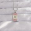 Bouquet Boutique 316L Çelik Gümüş Renk Pembe Mineli Ay Figür Tarot Kolye