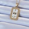 Bouquet Boutique 316L Çelik Zincir Altın Renk Mineli Zirkon Taşlı Göz Figür Tarot Kolye