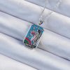 Bouquet Boutique 316L Çelik Zincir Gümüş Renk Taç ve Kız Figürlü Renkli Mineli Tarot Kolye