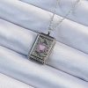 Bouquet Boutique 316L Çelik Zincir Eskitme Gümüş Renk Pembe Mineli Kalp Figürlü Tarot Kolye