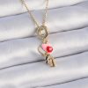Bouquet Boutique 316L Çelik Gold Renk Renkli Kalp Figür Charm Model Kadın Kolye