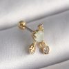 Bouquet Boutique 316L Çelik Gold Renk Beyaz Mineli Kalp Sallantı Zirkon Taşlı Tragus Piercing