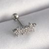 Bouquet Boutique 316L Çelik Gümüş Renk Zirkon Taşlı Yonca Tragus Piercing