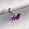 Bouquet Boutique 316L Çelik Gümüş Renk Mor Kelebek Model Tragus Piercing