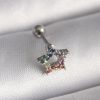 Bouquet Boutique 316L Çelik Gümüş Renk Renkli Zirkon Taşlı Yıldız Model Tragus Piercing