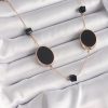 Bouquet Boutique Pirinç Gold Renk Siyah Renk Oval Siyah Küp Detay Kadın Kolye