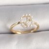 Bouquet Boutique Pirinç Gold Renk Zirkon Taş Detaylı İncili Ayarlanabilir Yüzük