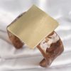 Bouquet Boutique Kahverengi Mermer Desen Akrilik Plastik Gold Kare Plaka Model Vintage Kadın Bilezik