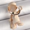 Bouquet Boutique Pirinç Gold Renk Beyaz Mineli Doktor Model Kadın Broş