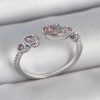 Bouquet Boutique Pirinç Gümüş Renk Pembe Damla Zirkon Taşlı Ayarlanabilir Model Kadın Yüzük