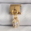 Bouquet Boutique 316L Çelik Gold Renk Sallantı Zirkon Taşlı Kare Model Nomination Charm