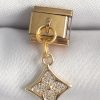 Bouquet Boutique 316L Çelik Gold Renk Sallantı Zirkon Taşlı Çiçek İşlemeli Nomination Charm