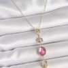 Bouquet Boutique Pirinç Zincir Gold Renk Pembe Zirkon Taşlı Y Kolye