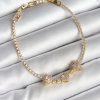 Bouquet Boutique Pirinç Sıralı Pembe Kalp Figürlü Zirkon Taşlı Gold Renk Kadın Bileklik