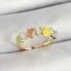 Bouquet Boutique Pirinç Sıralı Kalp Figürlü Zirkon Taşlı Gold Renk Ayarlanabilir Kadın Yüzük