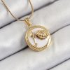 Bouquet Boutique 316L Çelik Zincir Beyaz Mineli Sanatsal Portre İstiridye Model Gold Renk Kadın Kolye