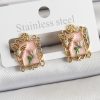 Bouquet Boutique Pirinç Pembe Mineli Sanatsal Portre Model Gold Renk Kadın Küpe