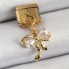 Bouquet Boutique 316L Çelik Sallantılı Zirkon Taşlı Fiyonk Model Gold Renk Nomination Charm