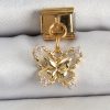 Bouquet Boutique 316L Çelik Sallantılı Zirkon Taşlı Kelebek Model Gold Renk Nomination Charm