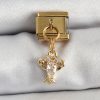 Bouquet Boutique 316L Çelik Sallantılı Zirkon Taşlı Yengeç Model Gold Renk Nomination Charm
