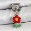 Bouquet Boutique 316L Çelik Sallantılı Kırmızı Papatya Model Gümüş Renk Nomination Charm