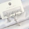 Bouquet Boutique Pirinç Zirkon Taşlı Kelebek Ve Sallantılı Yıldız Model Gümüş Renk 3'lü Çift Kadın Küpe Set