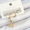 Bouquet Boutique Pirinç Zirkon Taşlı Göz Ve Baykuş Model Gold Renk 3'lü Çift Kadın Küpe Set