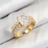 Bouquet Boutique Pirinç  Büyük Zirkon Taşlı Model Gold Renk Kadın Yüzük