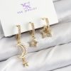 Bouquet Boutique Pirinç Zİrkon Taşlı Ay Ve Hilal Model Gold Renk 3'lü Kadın Küpe
